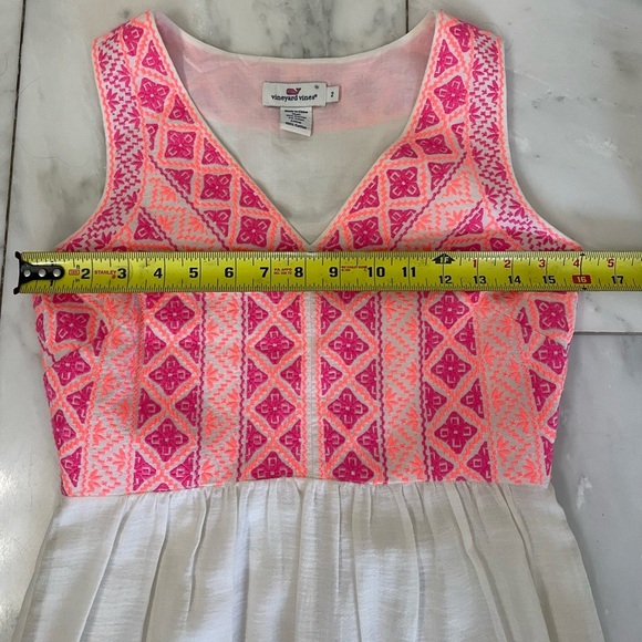 Vineyard Vines, women’s 2, cotton and linen maxi dress w/ hot pink woven accents - Picture 8 of 11